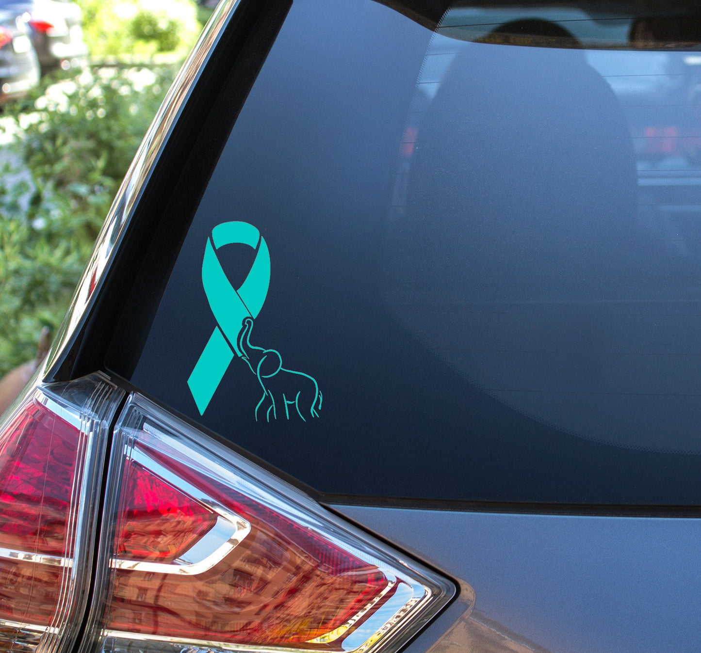 Elephant Awareness Ribbon Car Decal 4x6 Inch Vinyl Sticker Free Shipping
