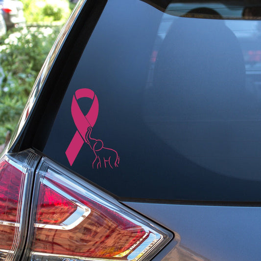 Elephant Awareness Ribbon Car Decal  4x6 Inch Vinyl Sticker  Free Shipping