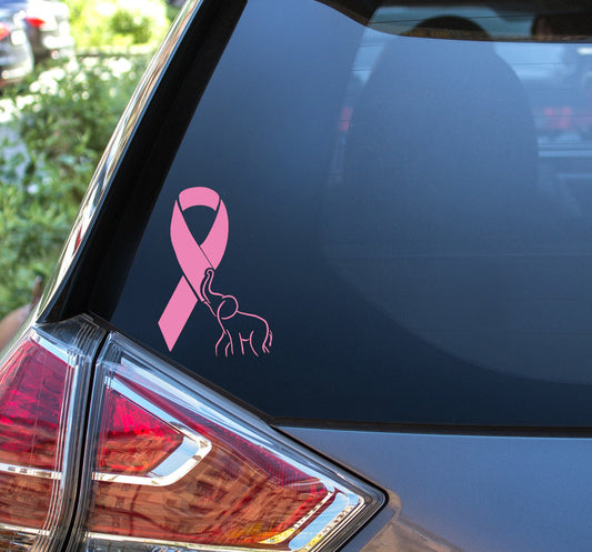 Elephant Awareness Ribbon Car Decal  4x6 Inch Vinyl Sticker  Free Shipping